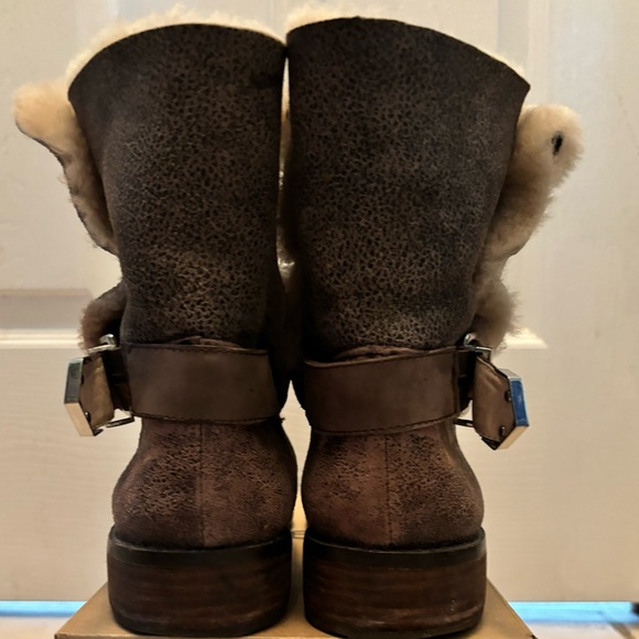 ANTHROPOLOGIE MATT BERNSON Tundra Brown Suede & Real Shearling Boots - Picture 3 of 5